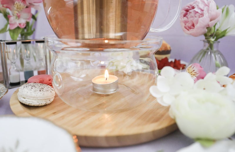 Teabloom Universal Tea Warmer (Large Size - 6 in / 15 cm Diameter) - Handcrafted with Heat Proof & Lead-Free Glass - Tealight Candle Included - Image 4